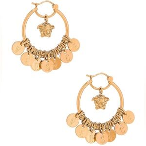 Versace Gold Medusa Medallion Hoop Earrings